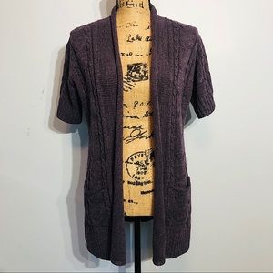 Caslon Short-Sleeve Purple Cardigan Size MP
